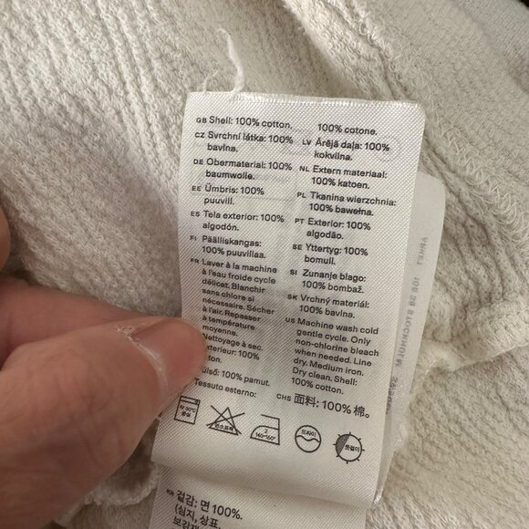 Arket Textured Casual Button Down Shirt Short Sleeve Cotton Ivory Sz XL - Picture 10 of 11